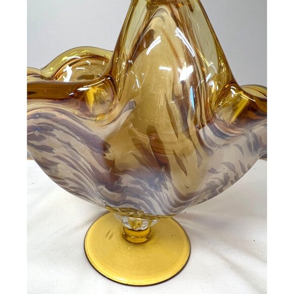 Murano Glass Basket Tortoise Shell, Italain - Picture 2 of 6